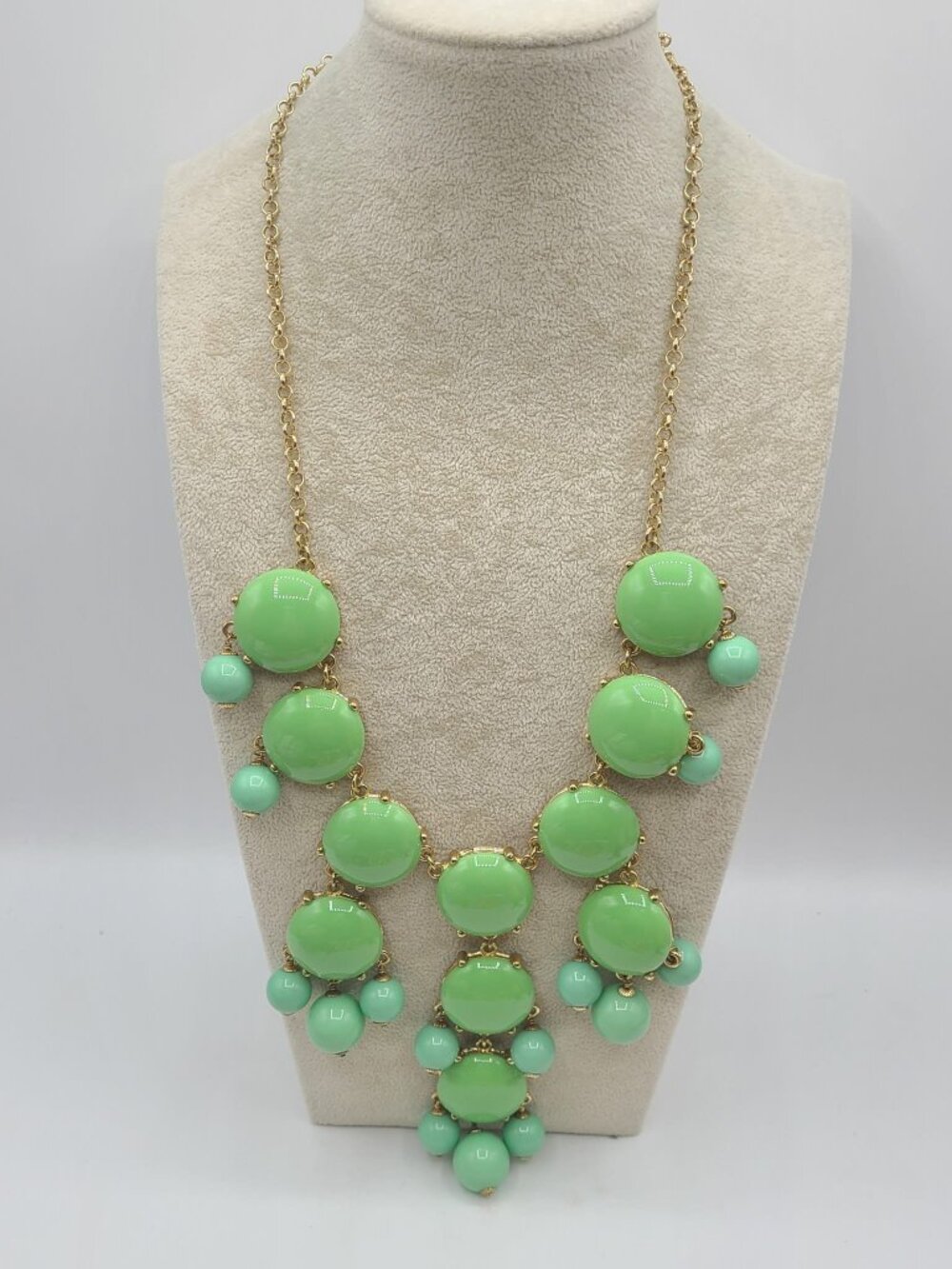 J Crew Aqua Silver Tone Large Bib Necklace NWOT